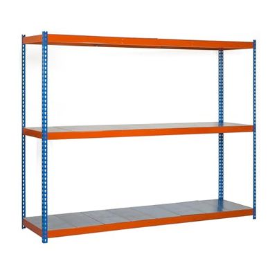 Simon Rack Étagère Charge Lourde, 3 Niveaux, 400 kg Capacité de Charge et Point de Flexion, 2000x1200x750 mm, Étagère Garage, Étagère Rangement, Bleu/Orange/Galvanisé - SimonTaller