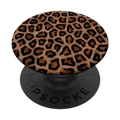 PopSockets Cell Phone Button Holder Pop Out Knob Brown Leopard Print PopGrip: Impugnatura per Telefoni Cellulari e Tablet Intercambiabile