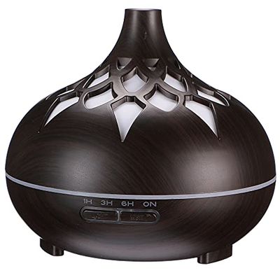 SIXTOL Palm Aroma Difuzer 500 ml, ultrasone luchtbevochtiger, voor luchtbevochtiging en geur van thuis, slaapkamer, kantoor, aromatherapie, voor etherische oliën (donker hout)
