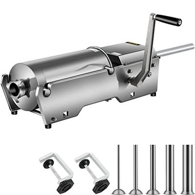 VEVOR Sausage Stuffer Machine 10L Stainless Steel Sausage Filler Horizontal Manual Sausage Meat Stuffer Machine for Making Hot Dog Sausages Bratwurst Suitable for Home and Commercial Use