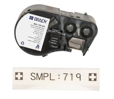 Brady Ruban d'étiquettes en papier étiqueteuses BMP41/BMP51/BMP53/M511 - Étiquettes imprimables adhésives - Noir sur blanc (19,05 mm (l) x 7,62 m (L)) - M4C-750-403