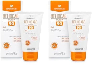 Cantabria Labs Heliocare Ultra Gel SPF 90 - Crema Solar Facial, Protección Muy Alta, Textura Gel, Ultraligera, Rápida Absorción, sin Residuo Blanco, Pieles Mixtas o Grasas, 50ml (Paquete de 2)