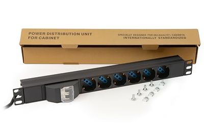Link Accessori LK10050 acessório de armação com tira elétrica - acessório de rack (tomada elétrica, preto, 1U, 1,75 m, 19", 6 saídas CA)