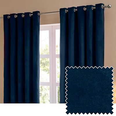 furn. The Ultimate Velvet occhielli coppia di tende - Tende in velluto morbide ed eleganti che oscurano la stanza (Reale - 168x183cm)