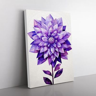Lavender Flower Geometric Art Canvas Print for Living Room Bedroom Home Office Décor, Wall Art Picture Ready to Hang, 76x50 cm (30x20 Inch)