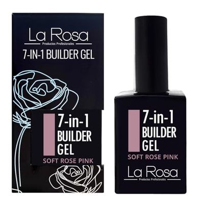 LaRosa GEL COSTRUTTORE per unghie 7-in-1 in Flacone – BUILDER GEL Ricostruzione unghie 15ml - ROSA TENUE