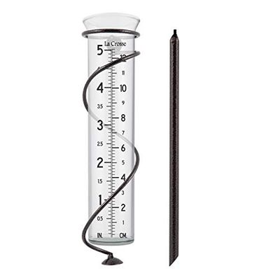 La Crosse 704-08967-INT - Pluviometro a Spirale in Vetro, capacità 12,7 cm, Colore: Marrone