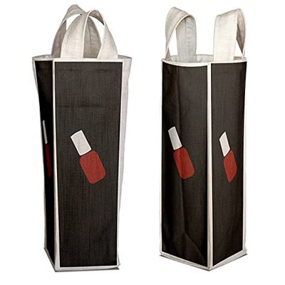 Bonamaison Bolsa de Vino de Lona de algodón Impresa digitalmente, Bolsa de Botella, Tapas de Botella de Vino, Bolsa de Soporte de Vino, tamaño: 16,5 x 31,5 x 7,5 cm