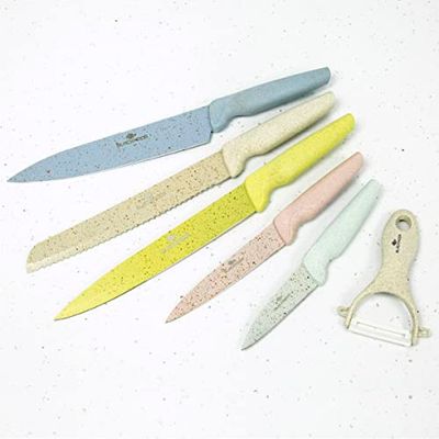 Blackmoor Home 69640 5 Piece Knife Set & Ceramic Peeler/Multi-Coloured Marble Coated Stainless Steel/Easy Clean/Modern & Stylish Kitchen Accessory