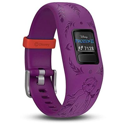Garmin vivofit Jr. 2 – Disney Frozen 2 Anna, träningsaktivitetsmätare för barn, töjbart band, lila