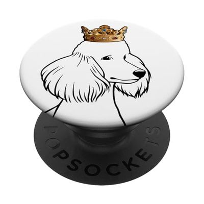 Perro caniche con corona PopSockets PopGrip Adhesivo