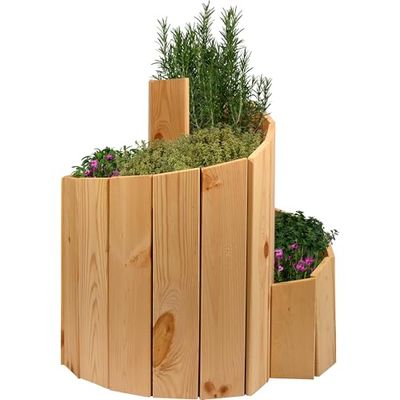dobar® Green Label - Espiral para Hierbas de Madera Maciza, premontado, Madera sin Tratar, Escalera de Hierbas de Pino para jardín, Kit de construcción de Torre de Hierbas, 250 x 68 cm, Color Natural