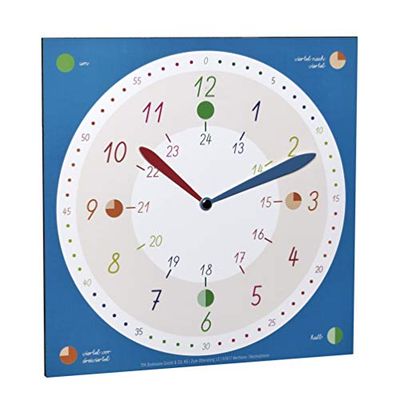 TFA Dostmann Educativo, 98.1123.06, niñas, Reloj de Aprendizaje de la Hora, Colorido, Cartón, Azul, (L) 300 x (B) 11 x (H) 300 mm