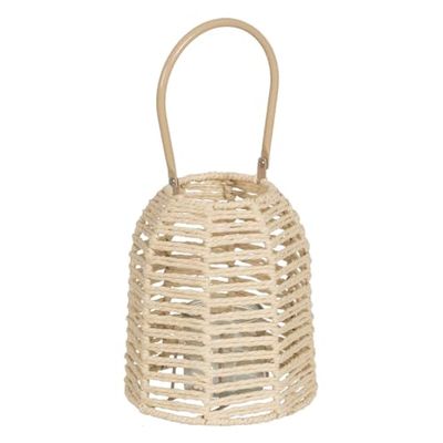 BigBuy Home Lantern Candle Holder Lantern Cream Metal Paper Glass 18 x 18 x 20.5 cm