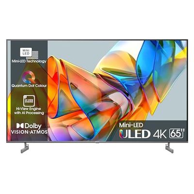Hisense 65" ULED Mini-LED 4K 2023 65U62KQ, Smart TV VIDAA U6, Dolby Vision, HDR 10+, Game Mode Plus, Alexa Built-in, VIDAA Voice, Tuner DVB-T2/S2 HEVC 10, lativù 4K