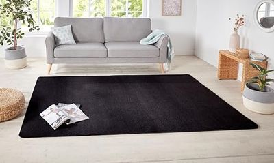 Hanse Home Tapis de couloir rond NASTY (doux, 100 % polypropylène, facile d'entretien, maillage adapté au chauffage au sol, disponible en différentes tailles et couleurs, Polypropylène, Noir , 160 x 240 cm