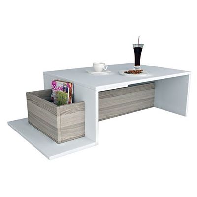 Alphamoebel Mesas auxiliares, Material de Madera, Blanco Córdoba, 106,8 x 60 x 31,8 cm