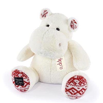 Histoire d'Ours - Peluche Hippopotame - HIPPO - Blanc Noël - 40 Cm - Grande Peluche Douce et Mignonne pour les Calins - Idée Cadeau de Naissance et Anniversaire pour Enfants - L'HIPPO - HO3202