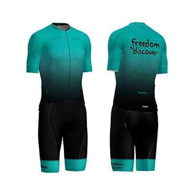 TwoNav - Vêtements Cyclisme Freedom to Discover pour Femme - Manches Courtes (L), Turquoise