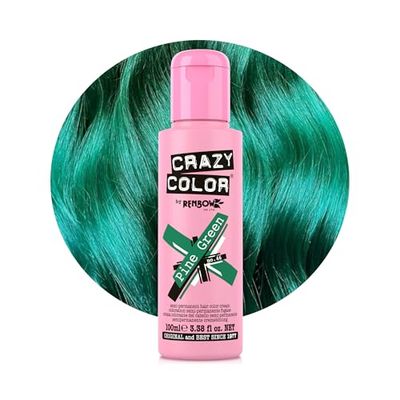 Crazy Color Vibrant Pine Green Semi-Permanent Hair Dye. Highly Pigmented Dark Green Conditioning & Oil Nourishing Vegan Formula | No Bleach or Ammonia | 100ml