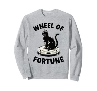 Wheel Of Fortune Cat On Robot Vacuum Cleaner Cat Sweatshirt