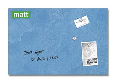SIGEL GL394 Lavagna magnetica in vetro premium, superficie lucida, 60 x 40 cm, montaggio facile, azzurro, Artverum