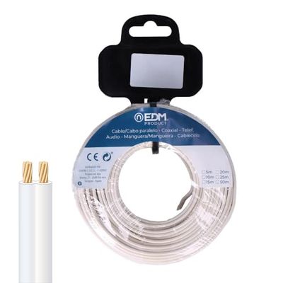 2 x 1 mm witte audio-parallelle kabel met een lengte van 20 meter biedt een uitstekende geluidsoverdracht, perfect voor professionele audioprojecten en thuis.