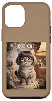 Funny Retro Cat Bob Cat Hairstyle from the 1970s Women Moms Case for iPhone 12/12 Pro