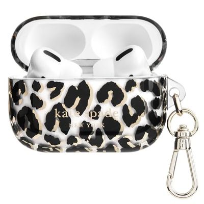 kate spade new york Coque de Protection pour AirPods Pro avec Anneau Porte-clés - Léopard de la Ville, Compatible avec AirPods Pro 2e/1ère génération