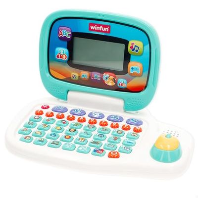winfun Portátil Bilingüe con Teclado de Colores, Pantalla Luminosa y Ratón, 30 Actividades, 40 Melodías y Sonidos, Enseña Números, Letras y Palabras en Español e Inglés, 3+ Años (47861)