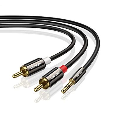 UGREEN RCA Kabel 3.5mm naar 2RCA Kabel Compatibel met TV PC Soundbar Luidspreker,enz. (3M)