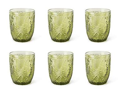 Excelsa Leaf Lot de 6 verres à eau, verre, vert