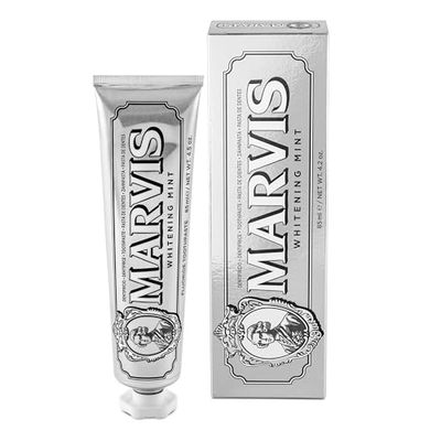 Marvis Pasta de dentes branqueadora de menta, 85 ml, gel dentífrico para branqueamento natural, pasta dental refrescante que elimina a placa