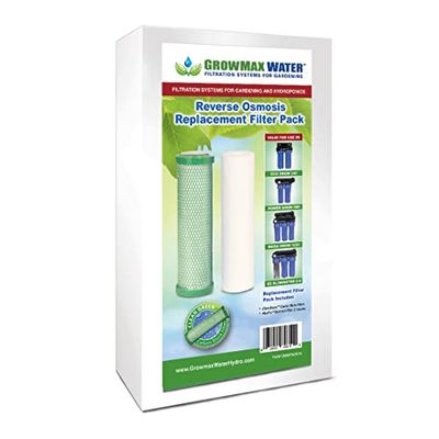 Confezione da 2 filtri per l'acqua per Eco Grow, Power Grow, Mega Grow e Maxquarium. Filtro Carbon Block e Filtro Sedimenti da 5 Micron. GrowMax Water.