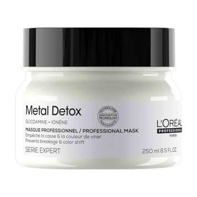 L’Oréal Professionnel, Masque Anti-Casse, Cheveux Abîmés & Cassants, Colorés ou Naturels, Renforce & Hydrate la Fibre, Couleur Longue Durée, Metal Detox, Série Expert, 150ml