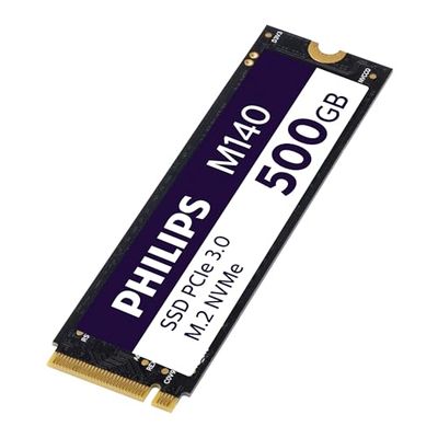 Philips Interne Solid State Drive M.2 M140 - NVMe PCIe Gen3 500 GB (2280), voor desktop-pc's en notebooks, voor grafische en videobewerking, gaming, lezen 3500 MB/s, schrijven 2800 MB/s