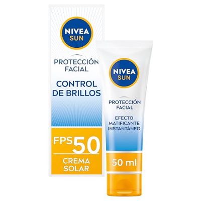 NIVEA SUN Proteção solar alta UV, controlo de brilho, FP50 (50 ml), creme facial, matificante com 0% de sensação pegajosa
