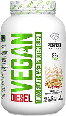 Perfect Sports Diesel Vegan 100% Plant-Based Protein Powder Vanilla Ice Dream 1.5lbs