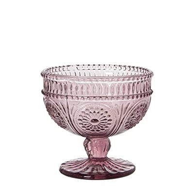 DRW Set de 6 Glace en Verre Rose 10,5 x 10 cm, Cristal, estandar