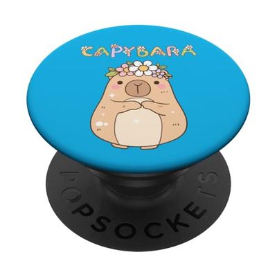 Cute Flower Crown Capybara - Kawaii Pastel Capy Pet PopSockets Adhesive PopGrip
