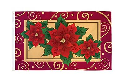 AZ FLAG Bandiera Poinsettia Stella di Natale 150x90cm - Bandiera con Poinsettias 90 x 150 cm