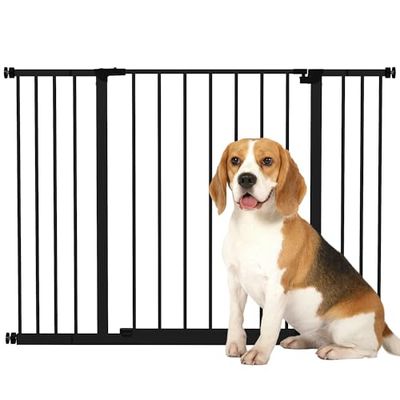 PawHut Dog Gate Pet Safety Gate Stair Barrier Pressure Fit Adjustable 76-82/86-97/101-107 cm, Black