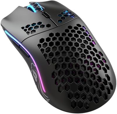 Glorious Gaming Model O Wireless Souris de Jeu sans Fil - Superlégère, Design nid d’Abeille 69 g, RGB, ambidextre, sans Fil 2,4 GHz sans Latence, Jusqu’à 71 h de Batterie - Noir Mat