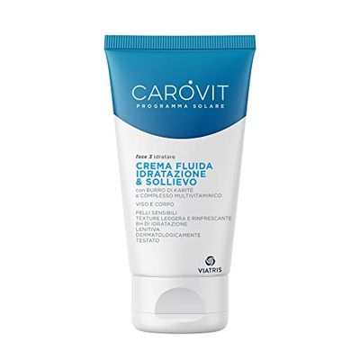 Carovit Programa solar Crema para la hidratación y el alivio adecuado para la cara y el cuerpo para pieles sensibles, bote de 150 ml