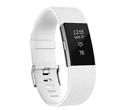 Reservebandjes voor Fitbit Charge 2, reservebandje voor zachte accessoires, veilige metalen gesp voor Fitbit Charge 2 (6,7-8,1 inch), wit