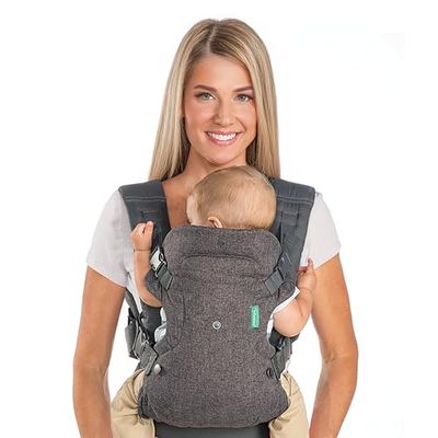 Infantino Mochila porta-bebés Flip Advanced 4 em 1, ergonómica, conversível, adaptável ao longo dos anos, para recém-nascidos e bebés com mais de 3,6-14,5 kg, cinzento