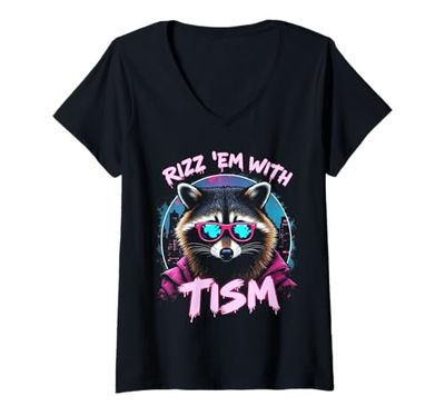 Donna "Rizz 'Em with the TISM" Funny Asperger Autism Awareness Maglietta con Collo a V