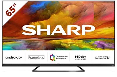 SHARP 55EQ3EA Android TV 55 tum, 4K Ultra HD Android TV (Smart TV utan ram, Dolby Atmos, Quantum Dot, Harman Kardon) [modellår 2022] [energiklass G]