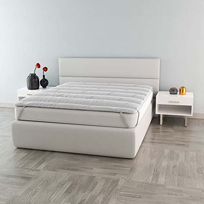 Italian Bed Linen Toldo prateado acolchoado com bandas de borracha, 165 x 195 cm, branco, 165 x 195 cm