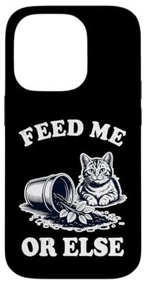 Feed Me Or Else Plante pour Chat Chaton Plantes Amoureux des chats Coque pour iPhone 14 Pro
